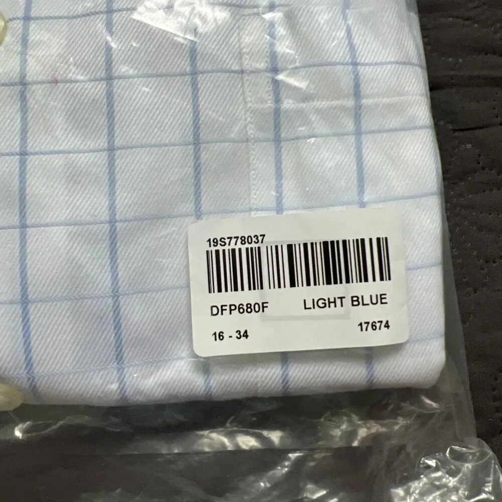 Paul Fredrick 140’s Two Ply Egyptian Cotton Light Blue Monogrammed EDE 16-34 NWT